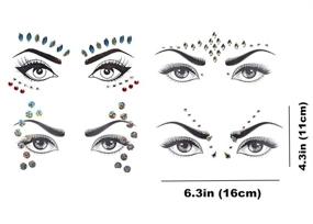 img 2 attached to 🧜 6-Pack Mermaid Face Gems Glitter, Temporary Tattoo Stickers Crystal Rhinestone Rave Festival Face Jewels, Eyes Face Temporary Stickers Decorations for Costume Parties