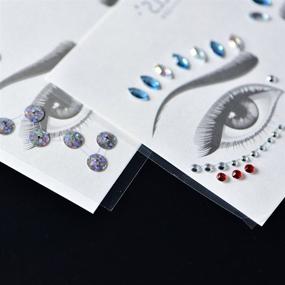 img 1 attached to 🧜 6-Pack Mermaid Face Gems Glitter, Temporary Tattoo Stickers Crystal Rhinestone Rave Festival Face Jewels, Eyes Face Temporary Stickers Decorations for Costume Parties