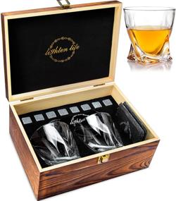 img 4 attached to Optimized: Lighten Life Whiskey Stones and Glass Set - Gift Set with Wooden Box, 8 Granite Whiskey Stones, and 2 Whiskey Glasses - Perfect for Birthday, Wedding, Anniversary, Christmas