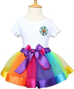 img 2 attached to 🌈 traderplus Girls Layered Rainbow Ribbon Tutu Skirt Dress Ballet Tiered