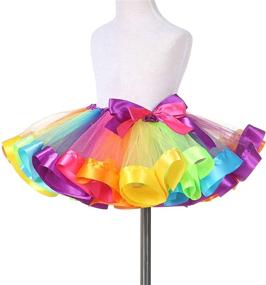 img 3 attached to 🌈 traderplus Girls Layered Rainbow Ribbon Tutu Skirt Dress Ballet Tiered