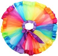 🌈 traderplus girls layered rainbow ribbon tutu skirt dress ballet tiered logo