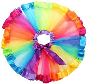 img 4 attached to 🌈 traderplus Girls Layered Rainbow Ribbon Tutu Skirt Dress Ballet Tiered