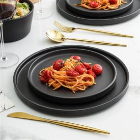 img 1 attached to Stone Lain Coupe Dinnerware Set: Service for 4, Elegant Black Matte Design