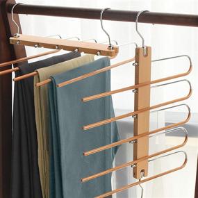 img 4 attached to 👖 ERONE Pants Rack Hangers - Space Saving 5-Layer Jeans Trousers Saver, Stainless Steel Non-Slip Multi Clothes Organizer for Scarf Ties - Adjustable and Efficient