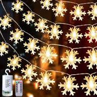 🎄 100led 33ft christmas snowflake string lights decoration timer 8 modes remote waterproof battery operated fairy lights indoor outdoor holiday party bedroom garden xmas tree decor - warm white логотип