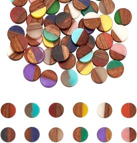 img 4 attached to PH PandaHall 48pcs Geometric Resin Cabochons - 12 Colors, 10mm Flat Round & Rhombus Wood Statement for Jewelry Findings
