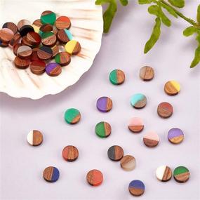 img 1 attached to PH PandaHall 48pcs Geometric Resin Cabochons - 12 Colors, 10mm Flat Round & Rhombus Wood Statement for Jewelry Findings