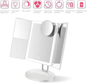 img 3 attached to 💄 Enhanced Trifold Makeup Mirror with 34PCS LED Lights and Upgraded Metal Stand - TouchBeauty Personal Vanity Mirror with 1X/2X/3X/7X Magnification