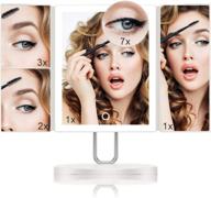 💄 enhanced trifold makeup mirror with 34pcs led lights and upgraded metal stand - touchbeauty personal vanity mirror with 1x/2x/3x/7x magnification логотип