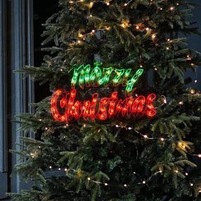 img 1 attached to 🎄 LAMPHOME 17.7-Inch Lighted Merry Christmas Sign, Merry Christmas Window Silhouette Decoration (17.7 INCH)" - Optimized Product Name: "LAMPHOME 17.7-Inch Lighted Merry Christmas Sign - Window Silhouette Decoration