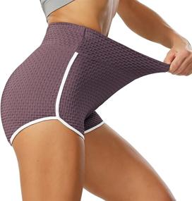 img 3 attached to 🍑 Cakulo Workout Booty Shorts: High Waist Butt Lifting Yoga Running Sports Dolphin Hot Shorts for Women - Ruched Textured | TIK TOK Inspired