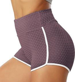 img 2 attached to 🍑 Cakulo Workout Booty Shorts: High Waist Butt Lifting Yoga Running Sports Dolphin Hot Shorts for Women - Ruched Textured | TIK TOK Inspired