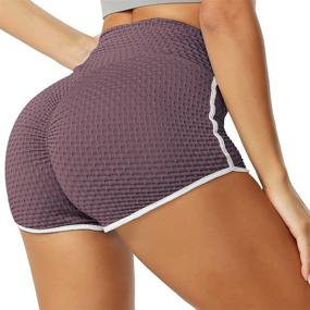 img 1 attached to 🍑 Cakulo Workout Booty Shorts: High Waist Butt Lifting Yoga Running Sports Dolphin Hot Shorts for Women - Ruched Textured | TIK TOK Inspired