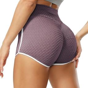 img 4 attached to 🍑 Cakulo Workout Booty Shorts: High Waist Butt Lifting Yoga Running Sports Dolphin Hot Shorts for Women - Ruched Textured | TIK TOK Inspired
