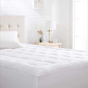 img 4 attached to 🛏️ Amazon Basics Queen Down-Alternative Mattress Topper Pad - Quilted, Breathable & Microfiber Shell, Fitted