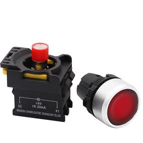 img 1 attached to Mxuteuk Red LED Light Voltage 110V-220V 22Mm 1NC Waterproof IP65 SPST Momentary Push Button Switch 10A 600V LA155-A1-01D-R
