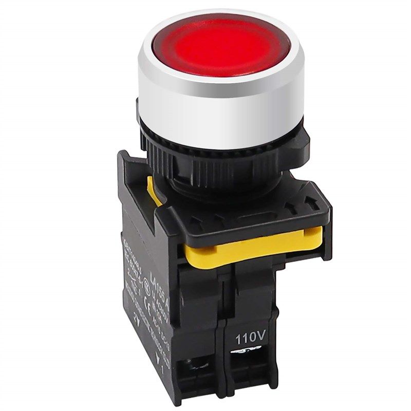 Mxuteuk Red LED Light Voltage 110V220V 22Mm 1NC Waterproof IP65 SPST