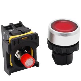 img 2 attached to Mxuteuk Red LED Light Voltage 110V-220V 22Mm 1NC Waterproof IP65 SPST Momentary Push Button Switch 10A 600V LA155-A1-01D-R