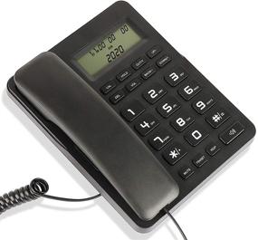 img 1 attached to 📞 Optimized Search: Corded Desktop Telephone, Wired Landline Phone for Home/Hotel/Office, Adjustable Volume, Screen Contrast Levels, Caller ID, Calculator Function, Black