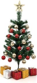 img 4 attached to 🎄 ARCCI 24-inch Tabletop Christmas Tree with Gift Box and Xmas Ball Ornaments Decoration, Mini Artificial Xmas Pine Tree