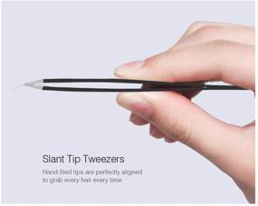 img 1 attached to 🔧 Premium Stainless Steel Slant Tips Tweezers Set - Anntuk 3 Piece Black Tweezers