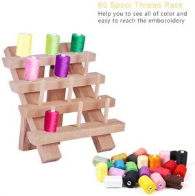img 1 attached to 🧵 AnnBay Wooden Sewing Thread-Rack-Sewing-Storage Organizer: Convenient Embroidery Thread Holder Spool Rack (12 Spool)