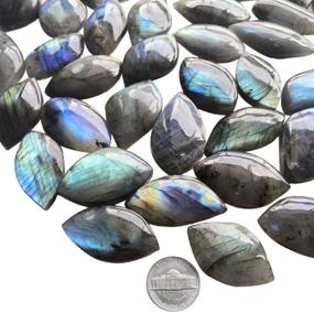 img 4 attached to 🍁 Natural Labradorite Leaf Shaped Crystals and Healing Stones Pendants - Gemgogo 5 Pack for DIY-Jewelry Making, Room Decor Gemstone