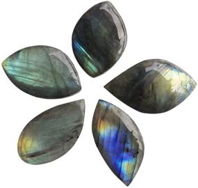 img 3 attached to 🍁 Natural Labradorite Leaf Shaped Crystals and Healing Stones Pendants - Gemgogo 5 Pack for DIY-Jewelry Making, Room Decor Gemstone