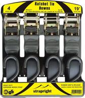 🔒 strapright ratchet tie down straps - 4 pack: extra long, 1500 lbs break strength, ergonomic handles, rubber coated s hooks – ideal cargo straps for moving logo