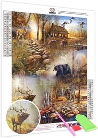 img 4 attached to 🦌 Full Drill Deer & Bear Diamond Painting Kit for Home Wall Decoration - DIY 5D Crystal Rhinestone Embroidery Craft, 11.8×15.7Inches