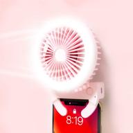 🌬️ yiybm portable selfie mini handheld fan with halo lights - clip on phone, 3 speeds, usb rechargeable battery fan for front camera, travel office, household use logo