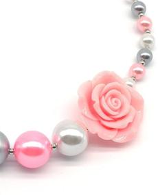 img 2 attached to 💎 Chunky Bubblegum Necklace with Flower Pendant - Fashion Beaded Baby Jewelry in Gift Box