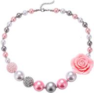 💎 chunky bubblegum necklace with flower pendant - fashion beaded baby jewelry in gift box logo