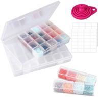 💎 diamond painting storage containers - 2 pcs clear boxes with 28 grids for 5d diamond embroidery, diy art craft, nail diamonds, bead storage - includes silicone funnel logo