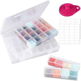 img 4 attached to 💎 Diamond Painting Storage Containers - 2 PCS Clear Boxes with 28 Grids for 5D Diamond Embroidery, DIY Art Craft, Nail Diamonds, Bead Storage - Includes Silicone Funnel