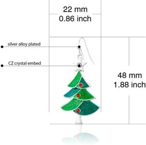 img 3 attached to 🎄 RareLove Green Christmas Tree Earrings with Red Rhinestone Star - Festive Dangle Earrings for Women and Girls