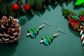 img 2 attached to 🎄 RareLove Green Christmas Tree Earrings with Red Rhinestone Star - Festive Dangle Earrings for Women and Girls