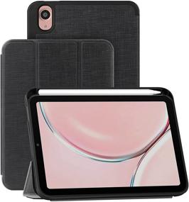 img 4 attached to Foluu iPad Mini 6 Case with Pencil Holder - Lightweight and Protective Cover with Auto Sleep/Wake Function - Compatible with Mini 6th Gen 2021 - Trifold Stand - Black