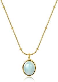 img 4 attached to 💎 Aquamarine Gemstone Pendant Necklace: Enhancing Courage, Throat Chakra, and Communication - Ideal Gift Jewelry for Men, Women, Teens, and Girls