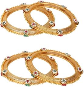 img 4 attached to 💍 Efulgenz Indian Bangles: Stunning Faux Rhinestone Bangle Bracelets for Bridal Wedding Jewelry in Bollywood Ethnic Style