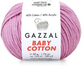 img 4 attached to 🧶 Gazzal Baby Cotton Yarn Pack: 5 Skeins, 8.8 Oz, Soft & Fine, Lilac Shade 3422