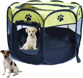 img 4 attached to 🐾 Horing Pop Up Tent Pet Playpen Carrier: Portable & Foldable Paw Kennel for Dogs, Cats, and Puppies - Durable & Convenient