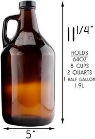 img 1 attached to 🍻 2-Pack Amber Glass Growler Jugs - 64-Ounce/Half Gallon with Black Phenolic Lids for Kombucha, Home Brew, Distilled Water, Cider & More