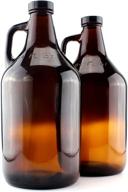 🍻 2-pack amber glass growler jugs - 64-ounce/half gallon with black phenolic lids for kombucha, home brew, distilled water, cider & more logo