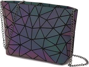 img 4 attached to 👜 Reflective Women's Handbags & Wallets and Totes - Geometric Luminous Handbags with Holographic Shine