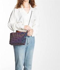 img 3 attached to 👜 Reflective Women's Handbags & Wallets and Totes - Geometric Luminous Handbags with Holographic Shine