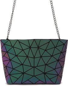 img 2 attached to 👜 Reflective Women's Handbags & Wallets and Totes - Geometric Luminous Handbags with Holographic Shine