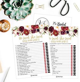 img 1 attached to 25 Floral Wedding Bridal Shower Engagement Bachelorette Anniversary Party Game Ideas - Gold He Said She Said Cards for Couples. Funny Co-ed Trivia Rehearsal Dinner Guessing Question Fun Kids Supplies