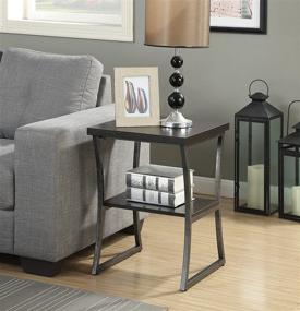 img 4 attached to 🪑 Convenience Concepts X-Calibur End Table – Espresso / Slate Gray Frame: Sleek and Functional Furniture Piece for Contemporary Spaces